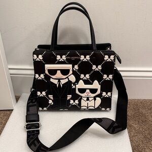 Karl Lagerfeld Paris Maybelle Satchel shoulder bag purse with cat